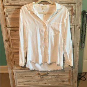 White button down with gray bottom